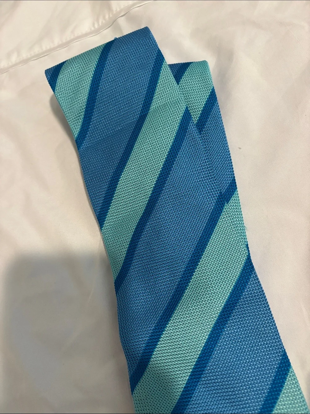 Charvet Mens Blue & Teal Diagonal Stripe Tie